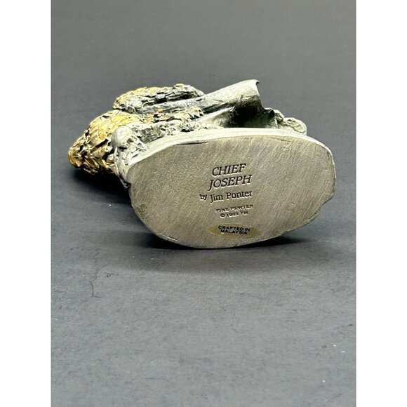 Franklin Mint Chief Joseph Pewter Statue by Jim Ponter 1992 Native American Art - Picture 7 of 9